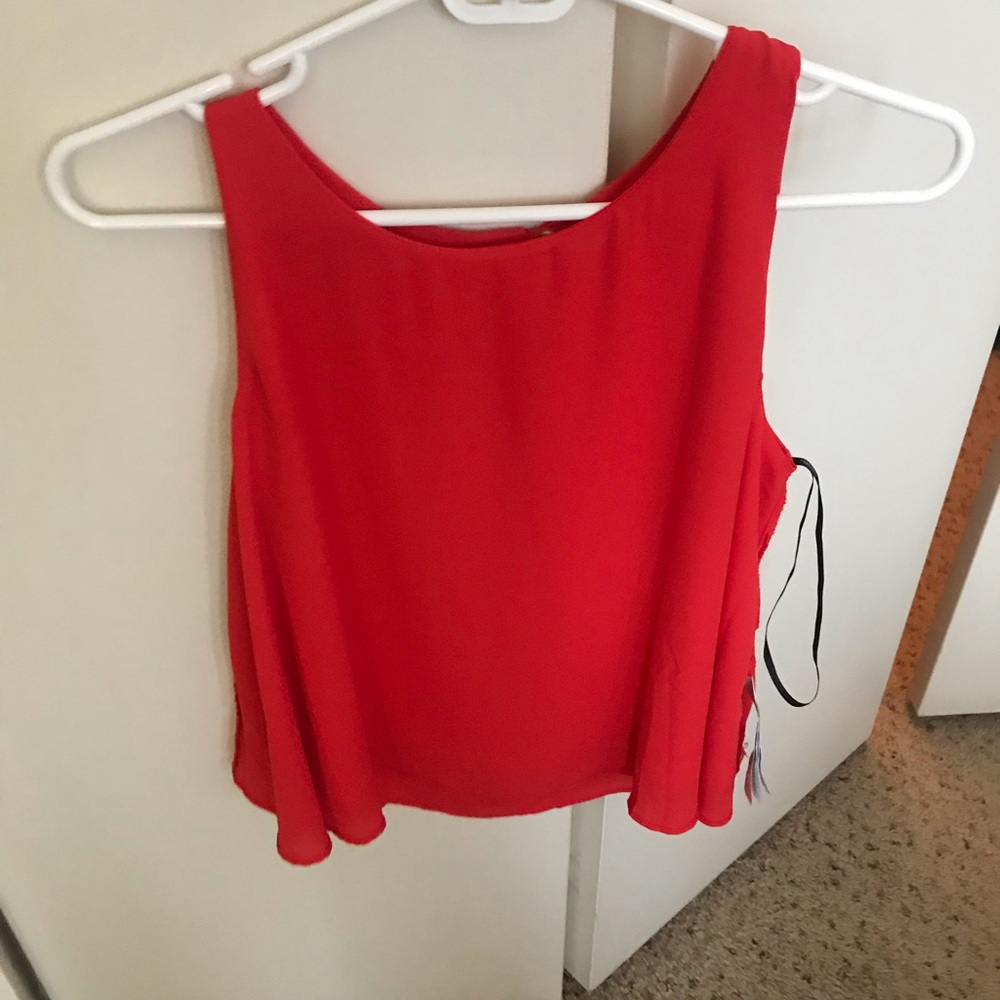 Red crop blouse